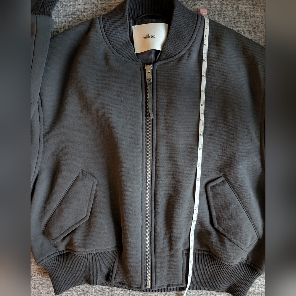 Aritzia Wilfred Medina Cropped Bomber Jacket - Coal Grey, Size XS - Picture 8 of 10
